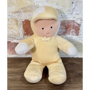 Animal Fair Baby Boy Doll Rattle White Yellow Cap 8" Vintage Rare